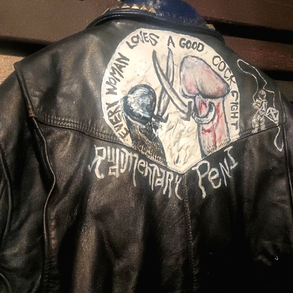 AUTH Punk Studded Leather Jacket worn by member of CA hardcore PUNK band - Picture 3 of 14